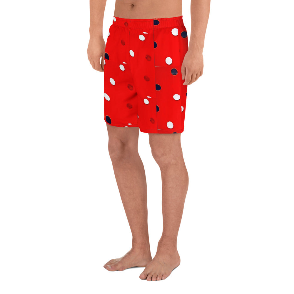 RETRO VIBE RED POLKA DOT Men's Athletic Shorts
