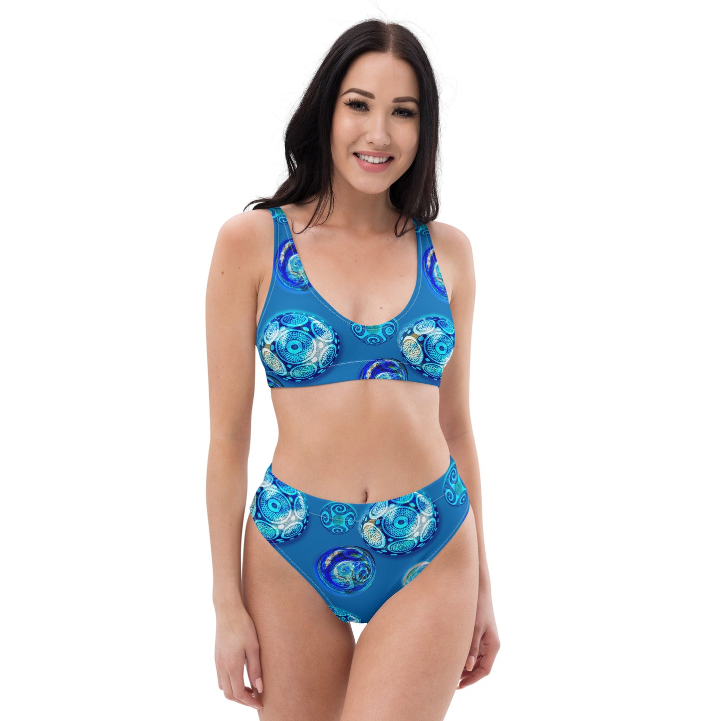 Planets Blue - Recycled high-waisted bikini