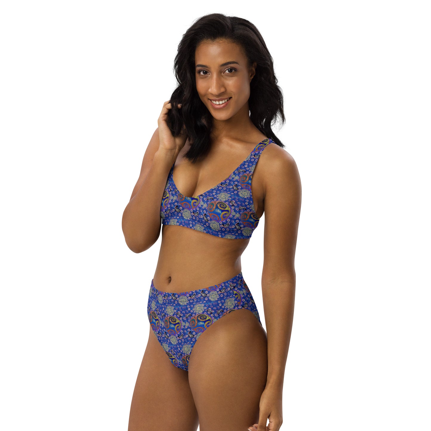 Cosmic Salmon Run - Recycled high-waisted bikini