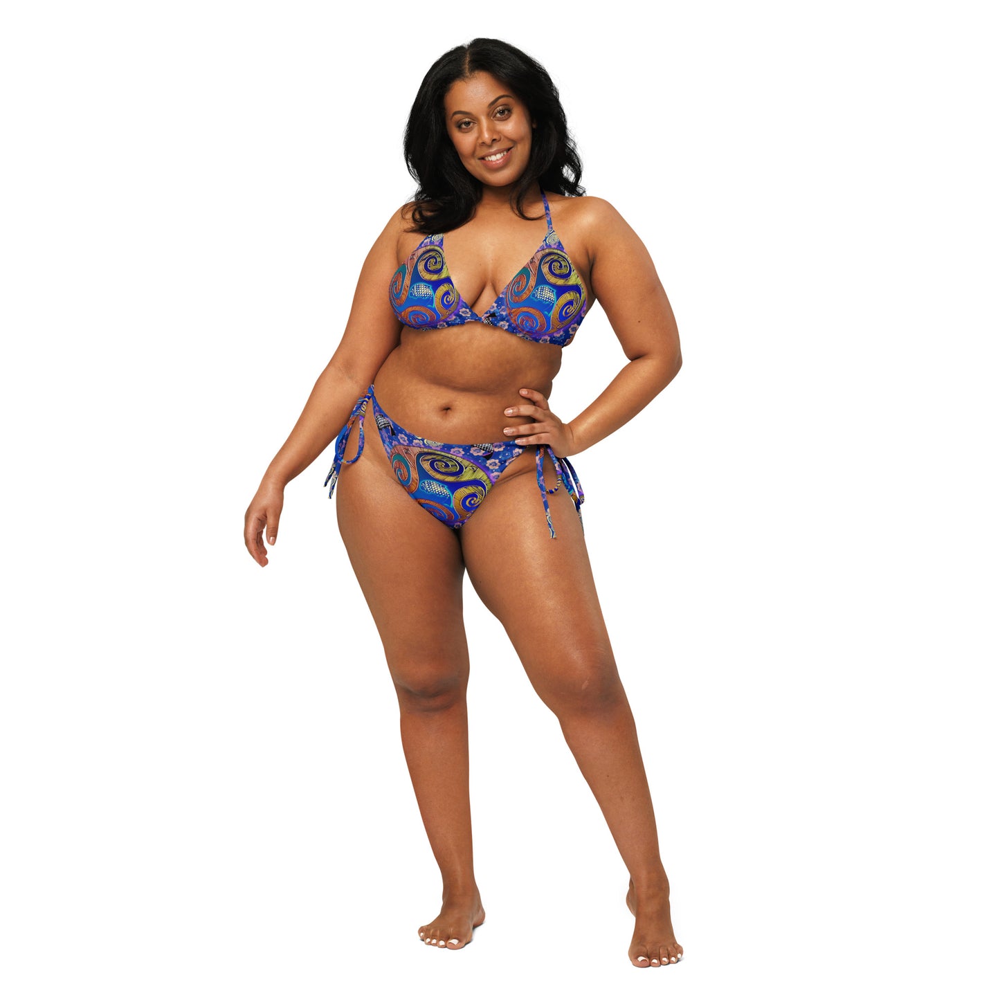 Cosmic Salmon Run - All-over print recycled string bikini