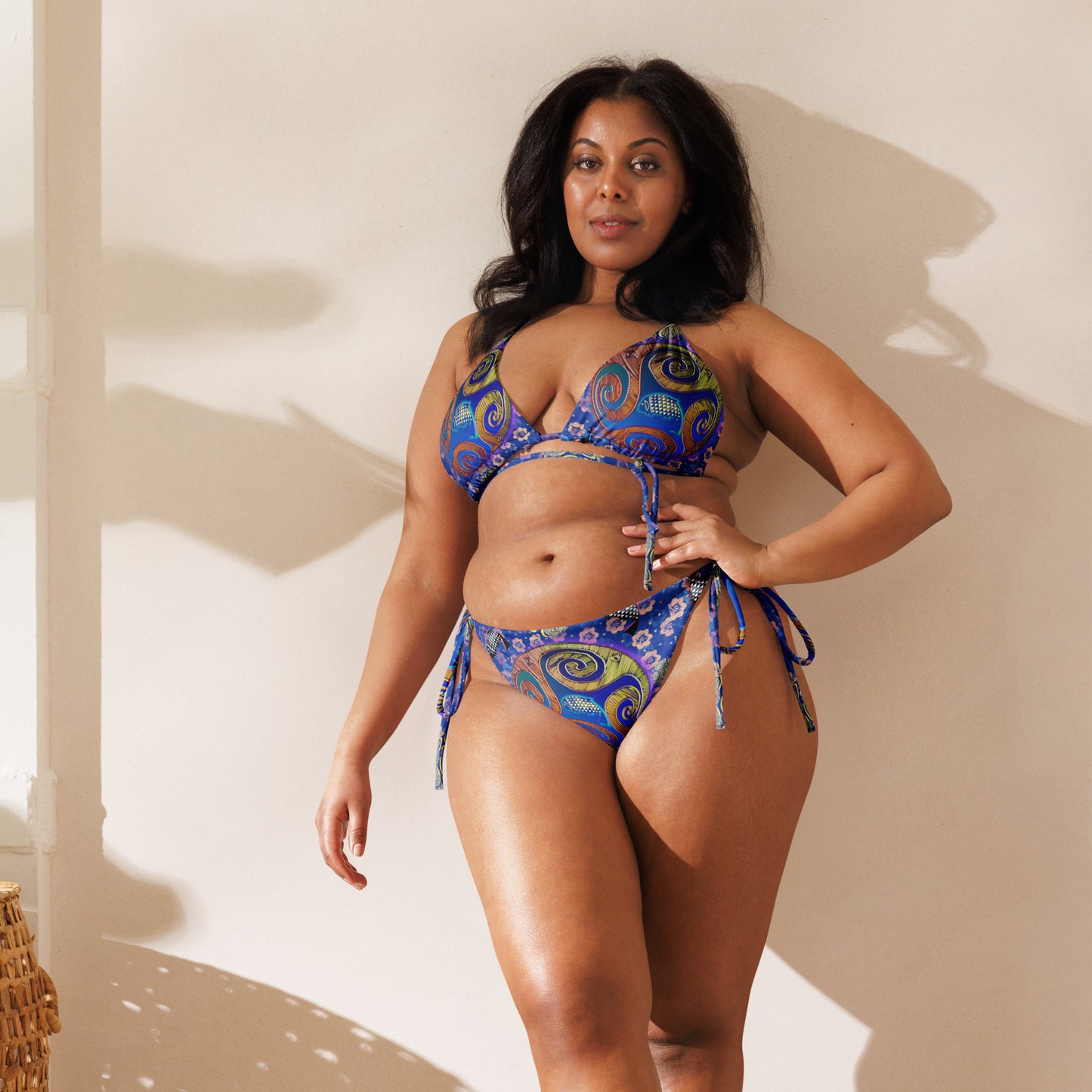 Cosmic Salmon Run - All-over print recycled string bikini