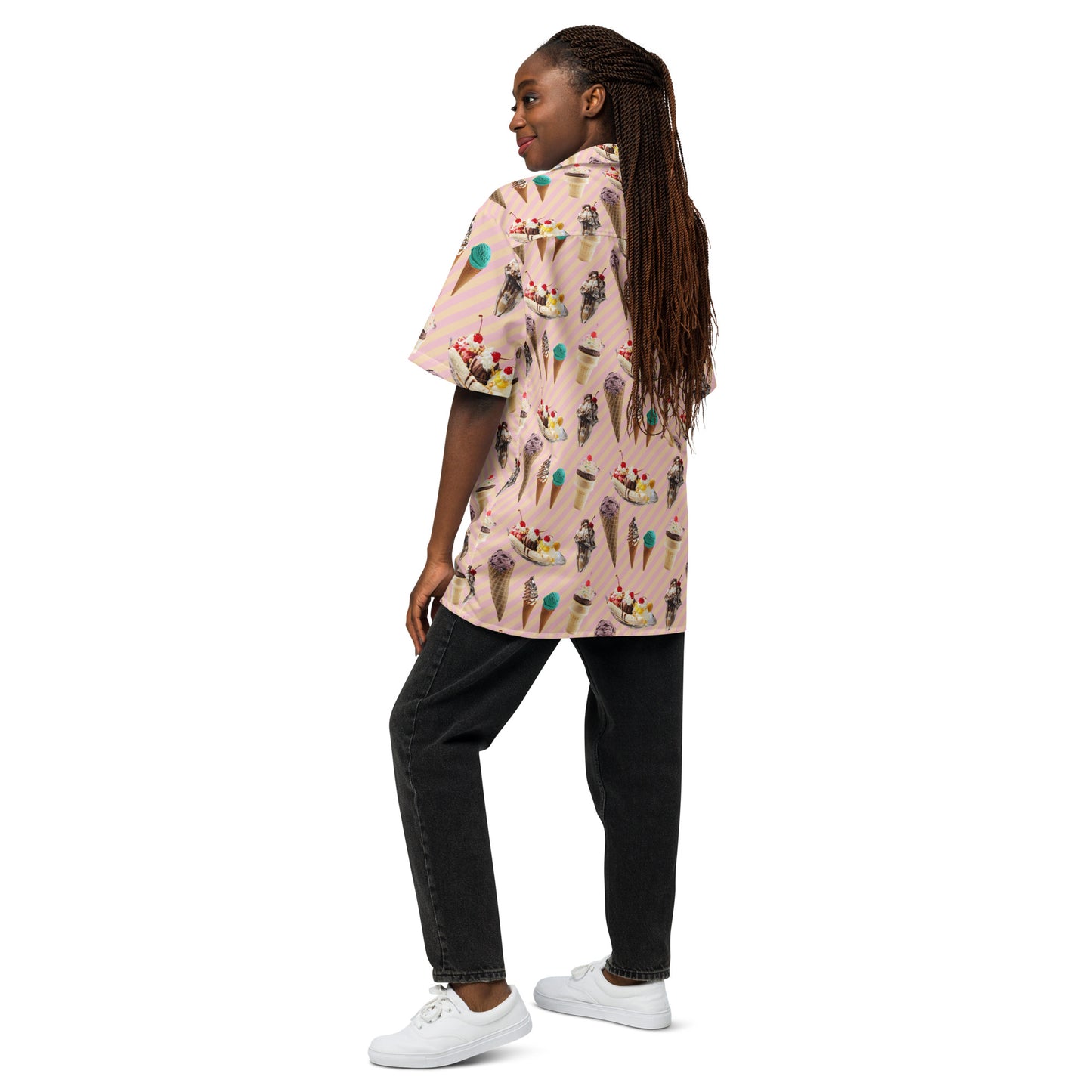 Ice Cream & Sundae - Lightweight Button Up Casual Dress Shirt