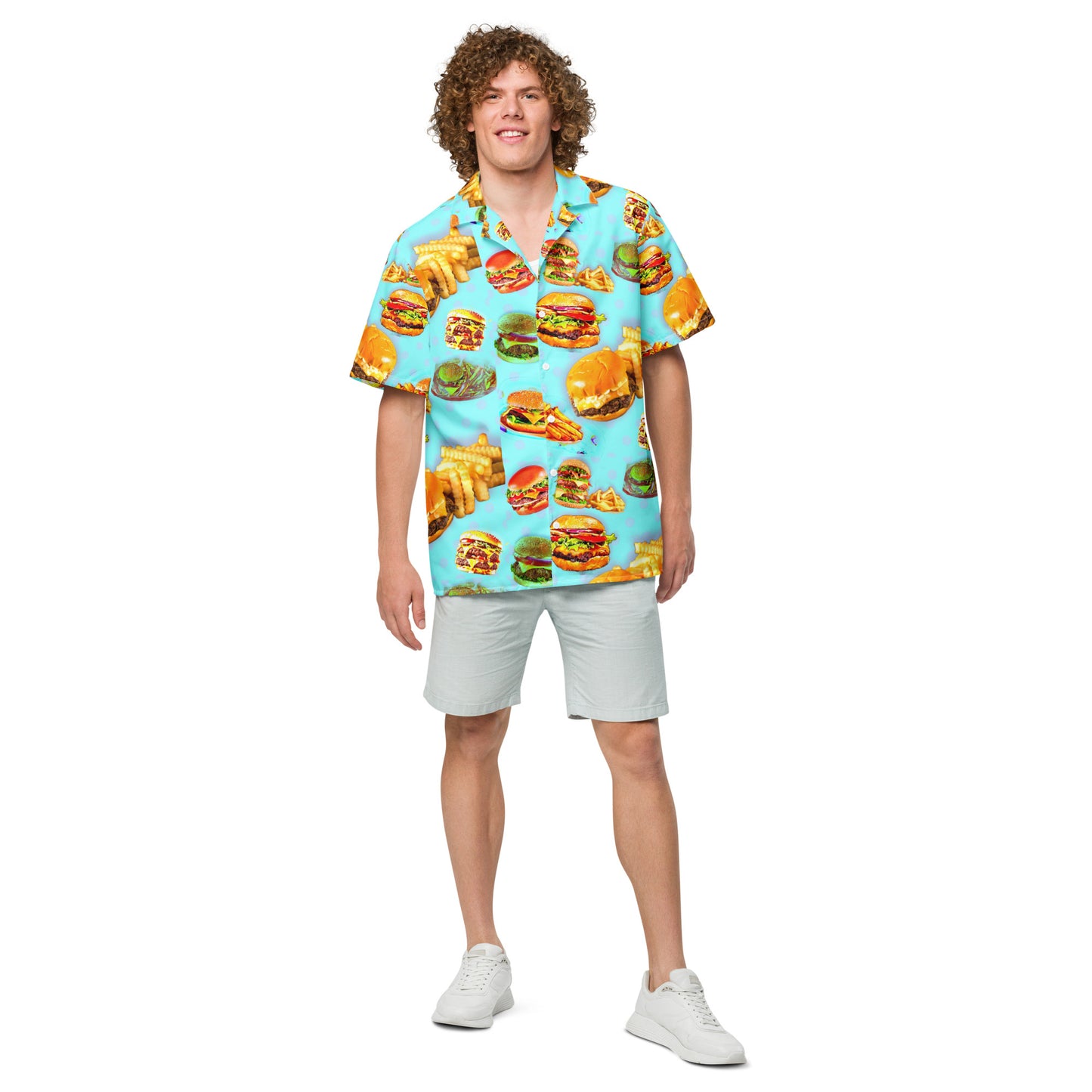 Burgers and Fries - Button up lightweight Casual Dress Shirt
