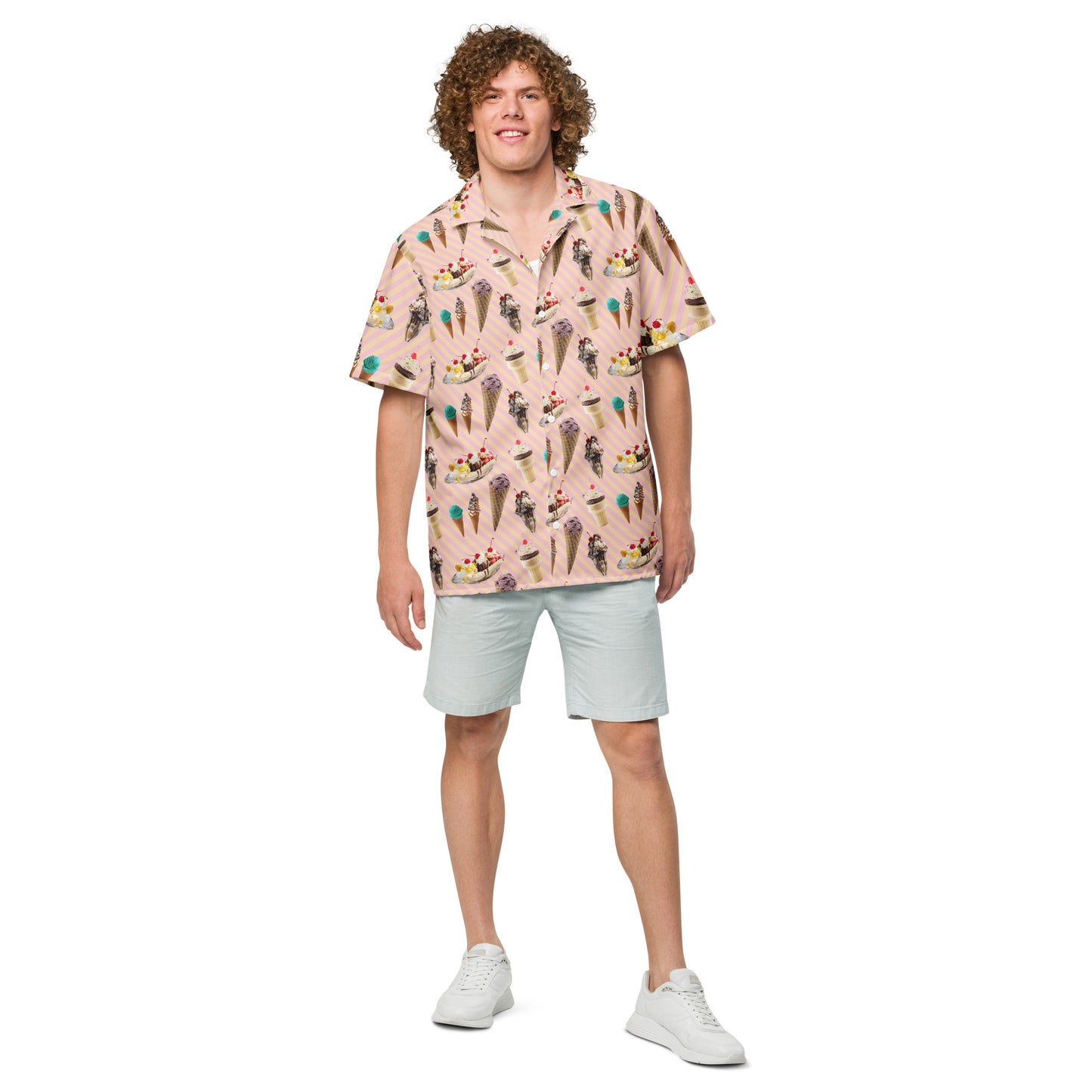 Ice Cream & Sundae - Lightweight Button Up Casual Dress Shirt