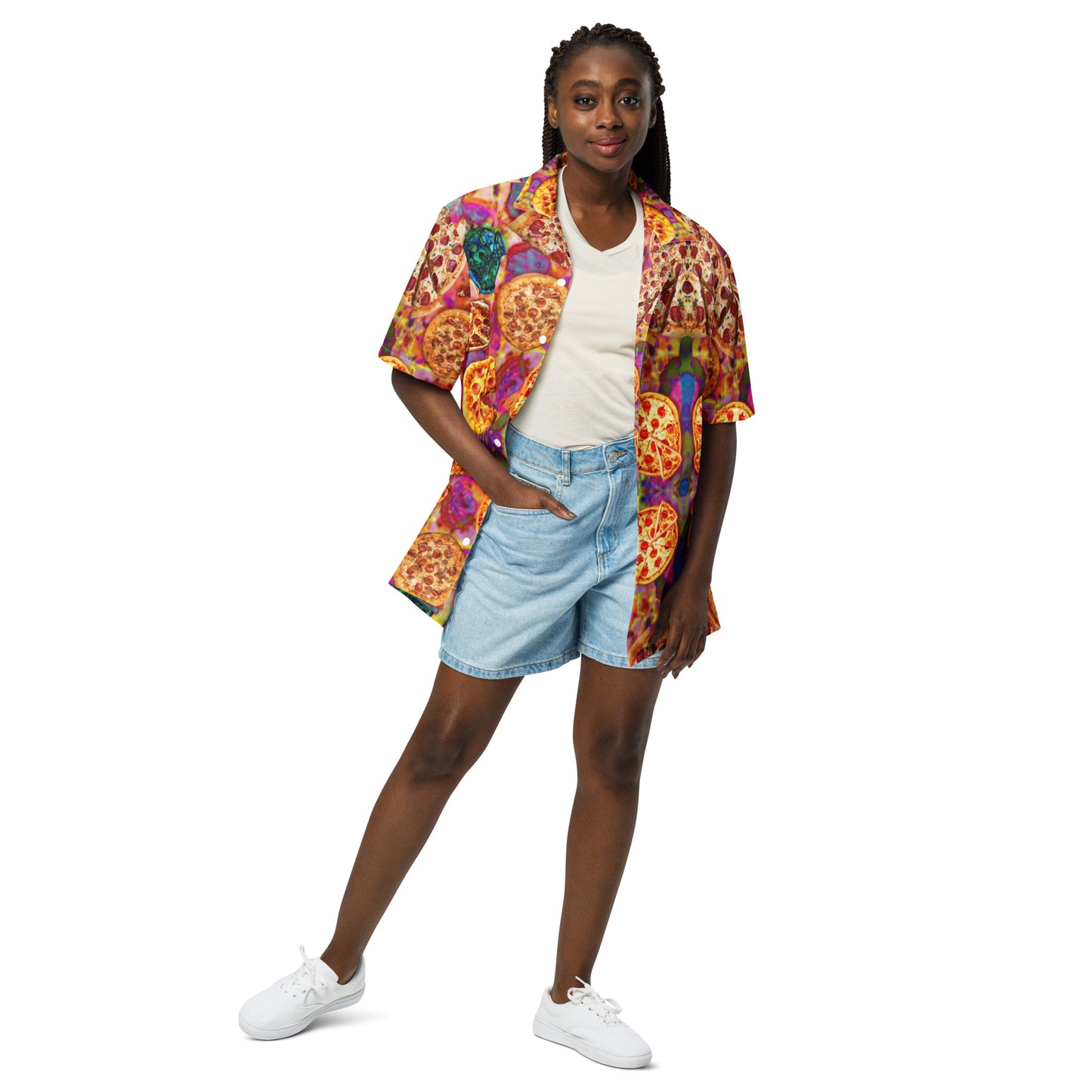Pizza Pie Kaleidoscope- Casual Button up Lightweight dress shirt