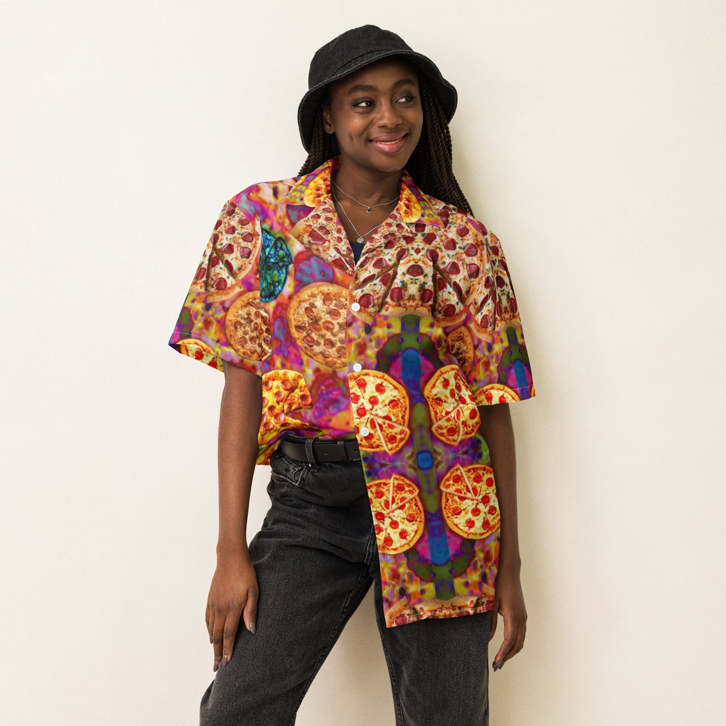 Pizza Pie Kaleidoscope- Casual Button up Lightweight dress shirt