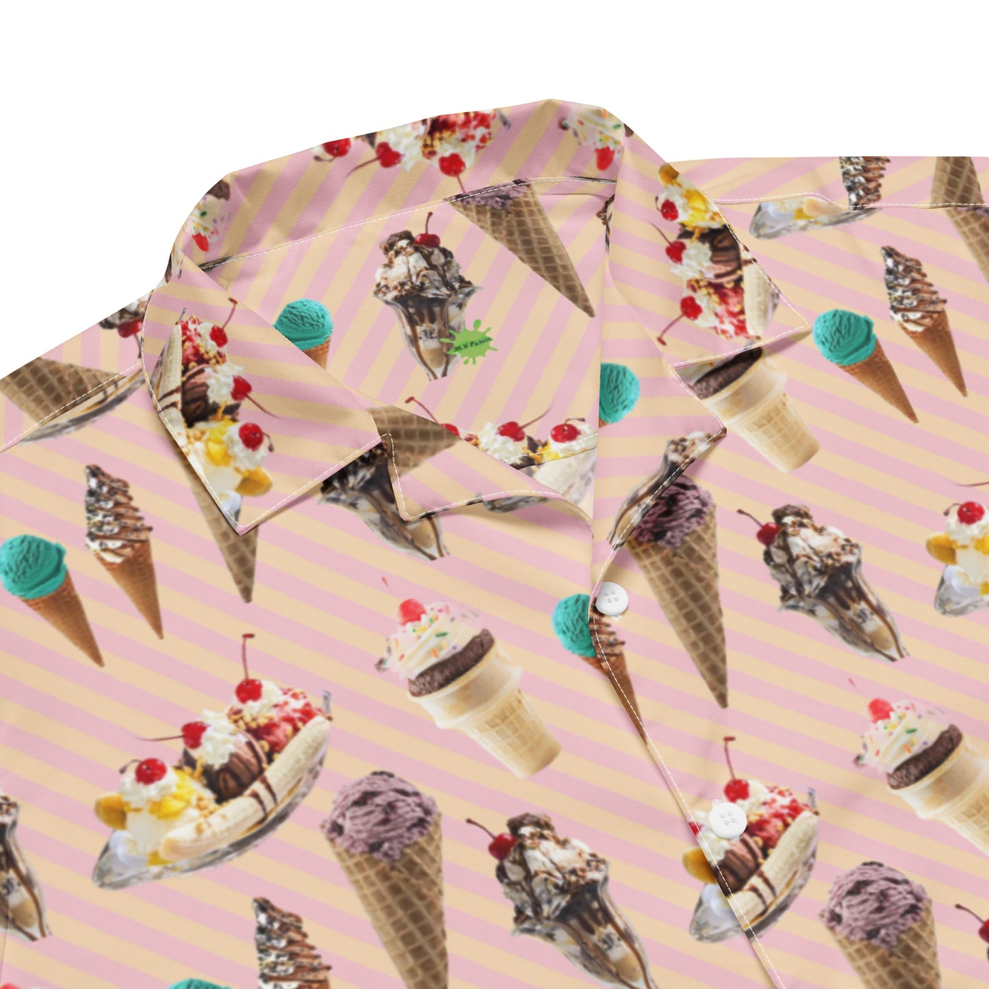 Ice Cream & Sundae - Lightweight Button Up Casual Dress Shirt