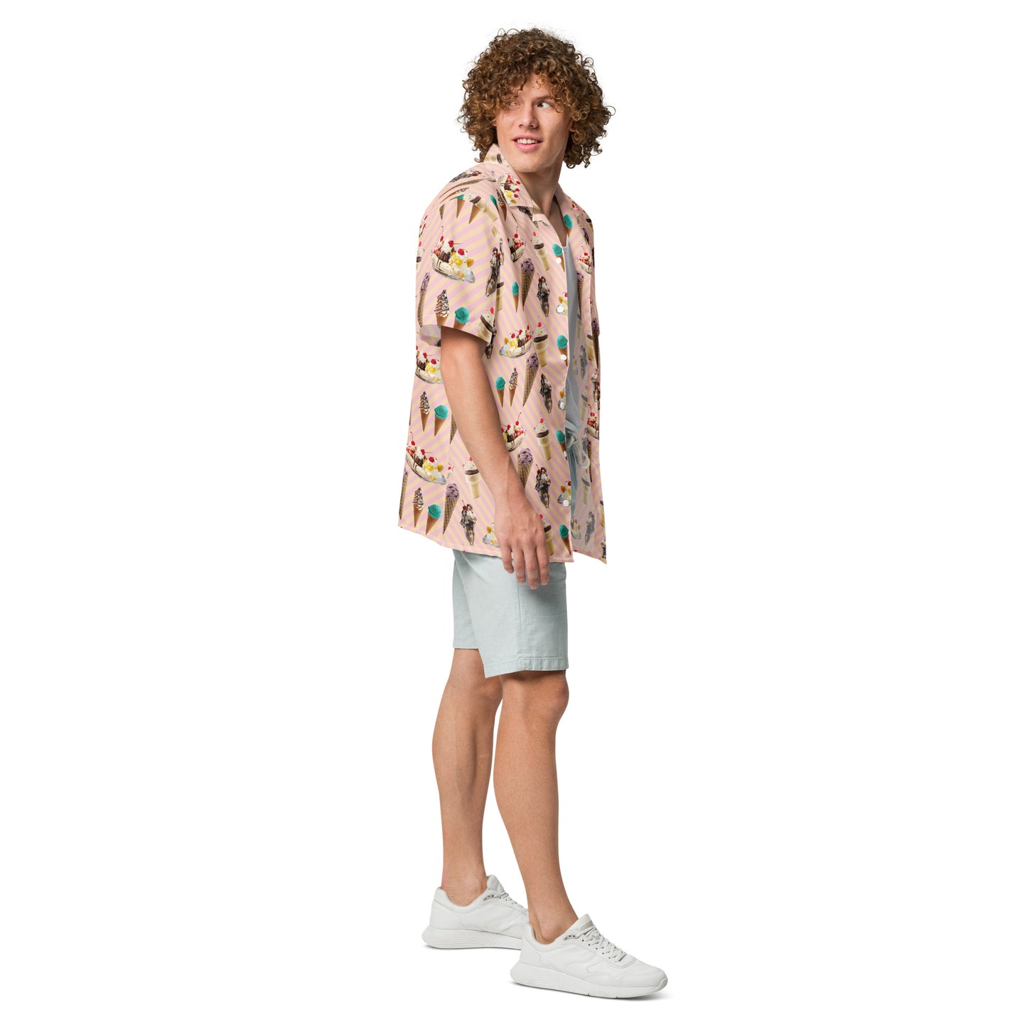 Ice Cream & Sundae - Lightweight Button Up Casual Dress Shirt