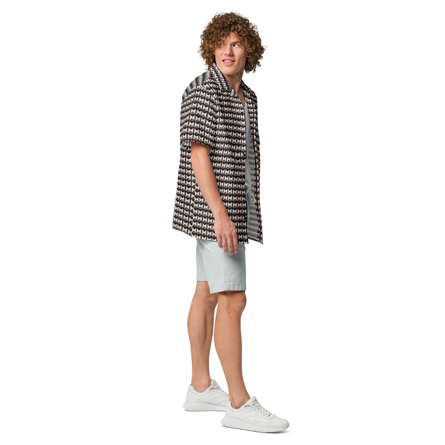 Studded Look - Black Lightweight Casual Button Up Dress Shirt
