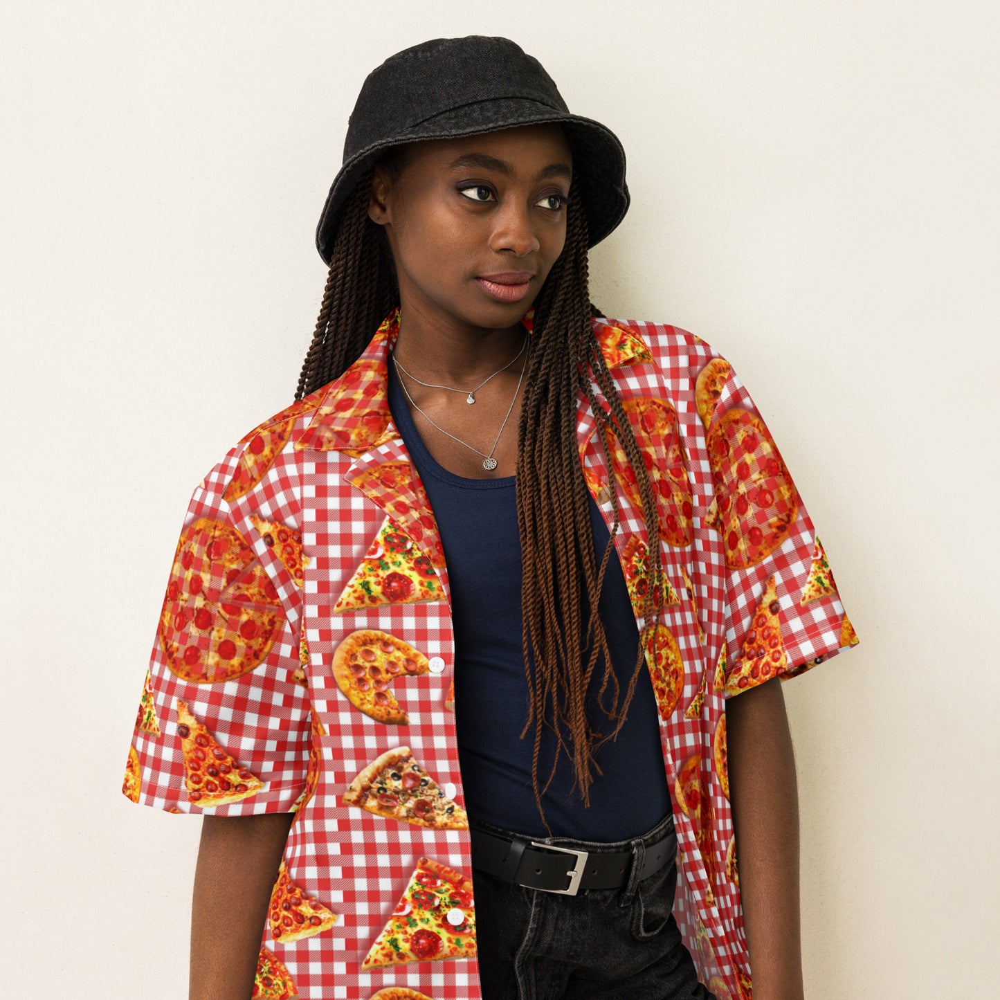 Pizza Pie & Slices - Button Up Lightweight Casual Dress Shirt