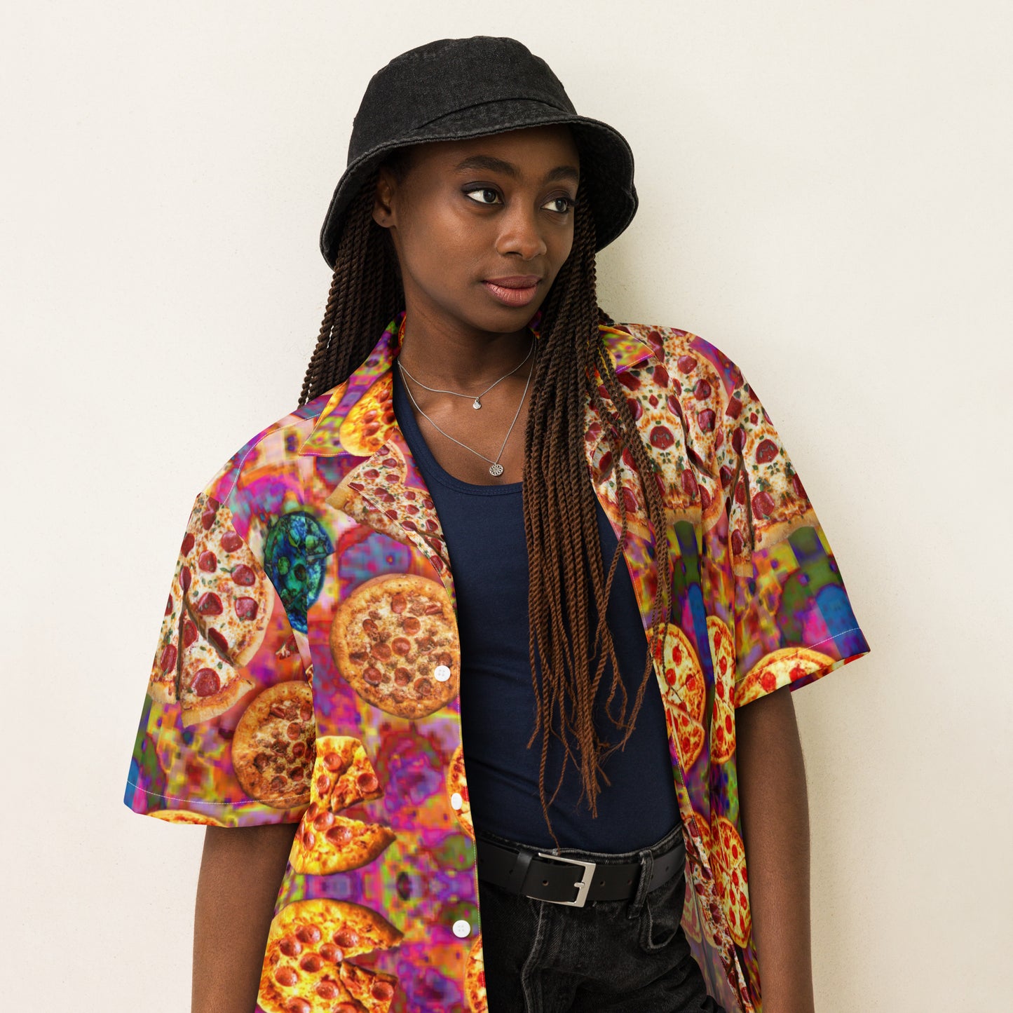 Pizza Pie Kaleidoscope- Casual Button up Lightweight dress shirt