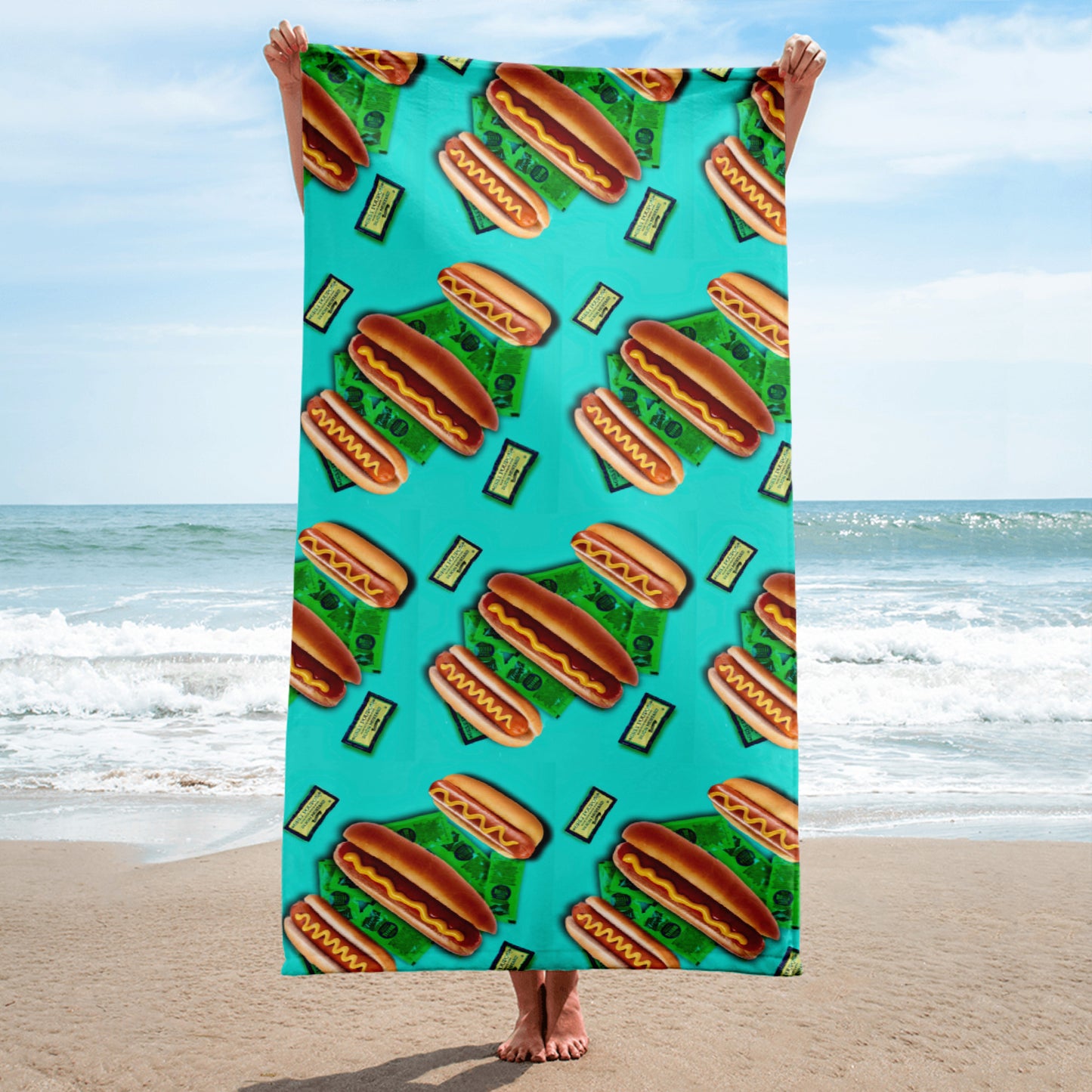Hot Dogs and Mustard Beach Towel