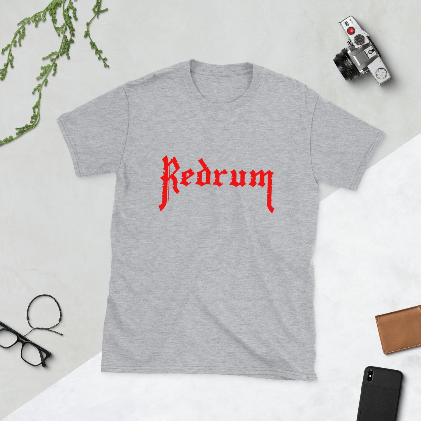 REDRUM - Logo w/photo BACK on Black or Grey