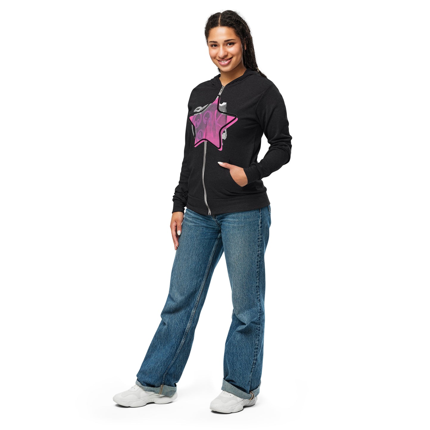 HOBO HOODIES - "Pork Star" PINK STAR - Unisex zip hoodie