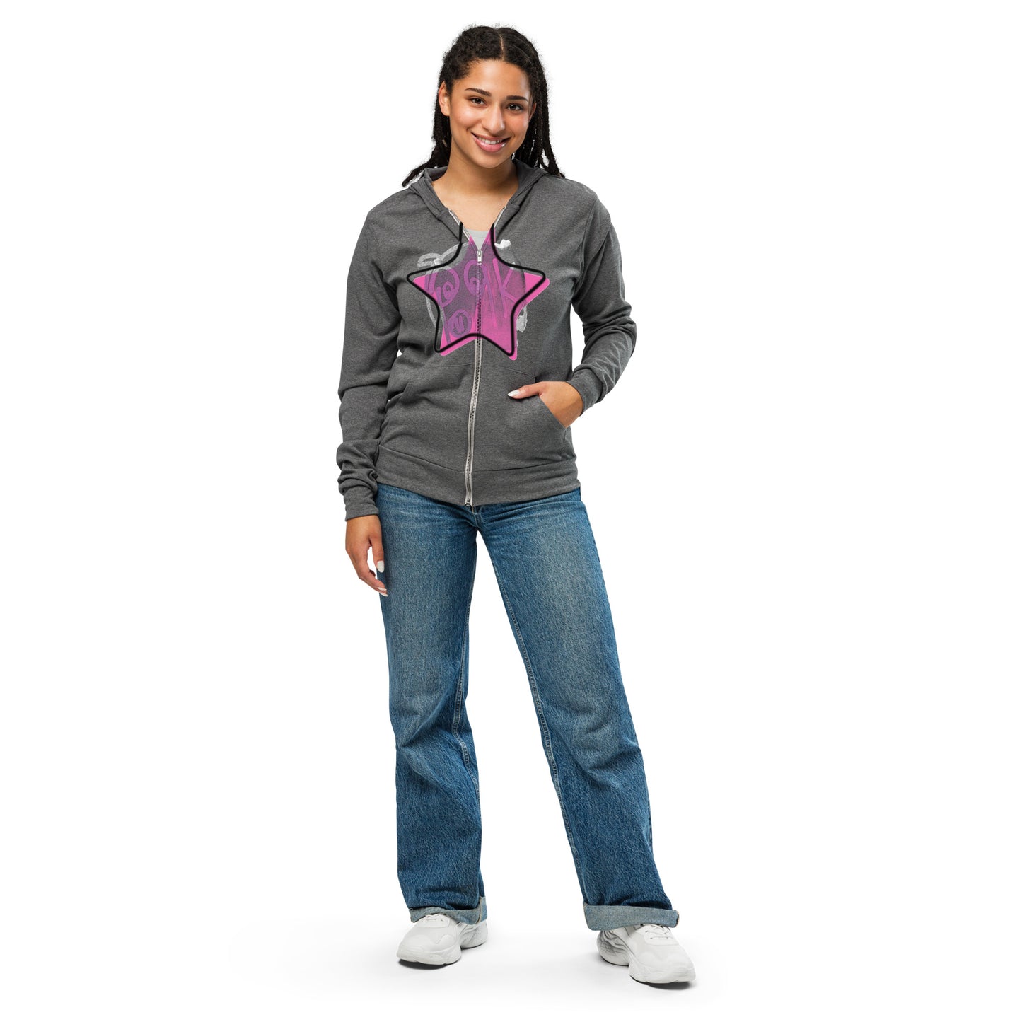 HOBO HOODIES - "Pork Star" PINK STAR - Unisex zip hoodie