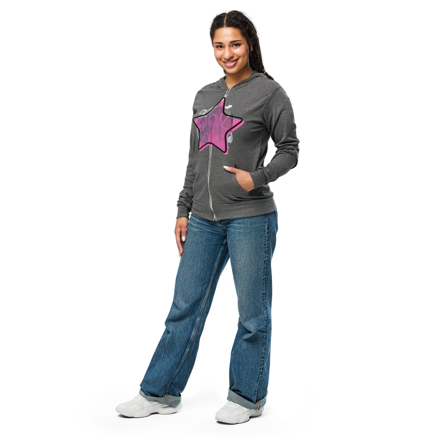 HOBO HOODIES - "Pork Star" PINK STAR - Unisex zip hoodie