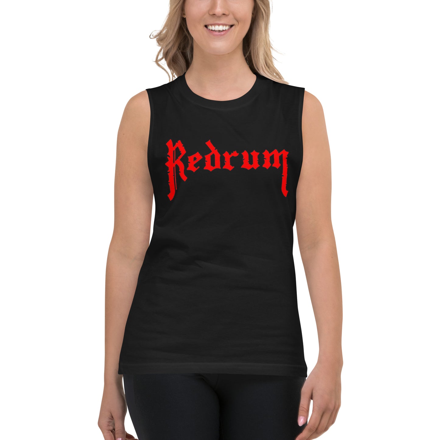 REDRUM logo 2 sided Muscle Shirt B/W photo back