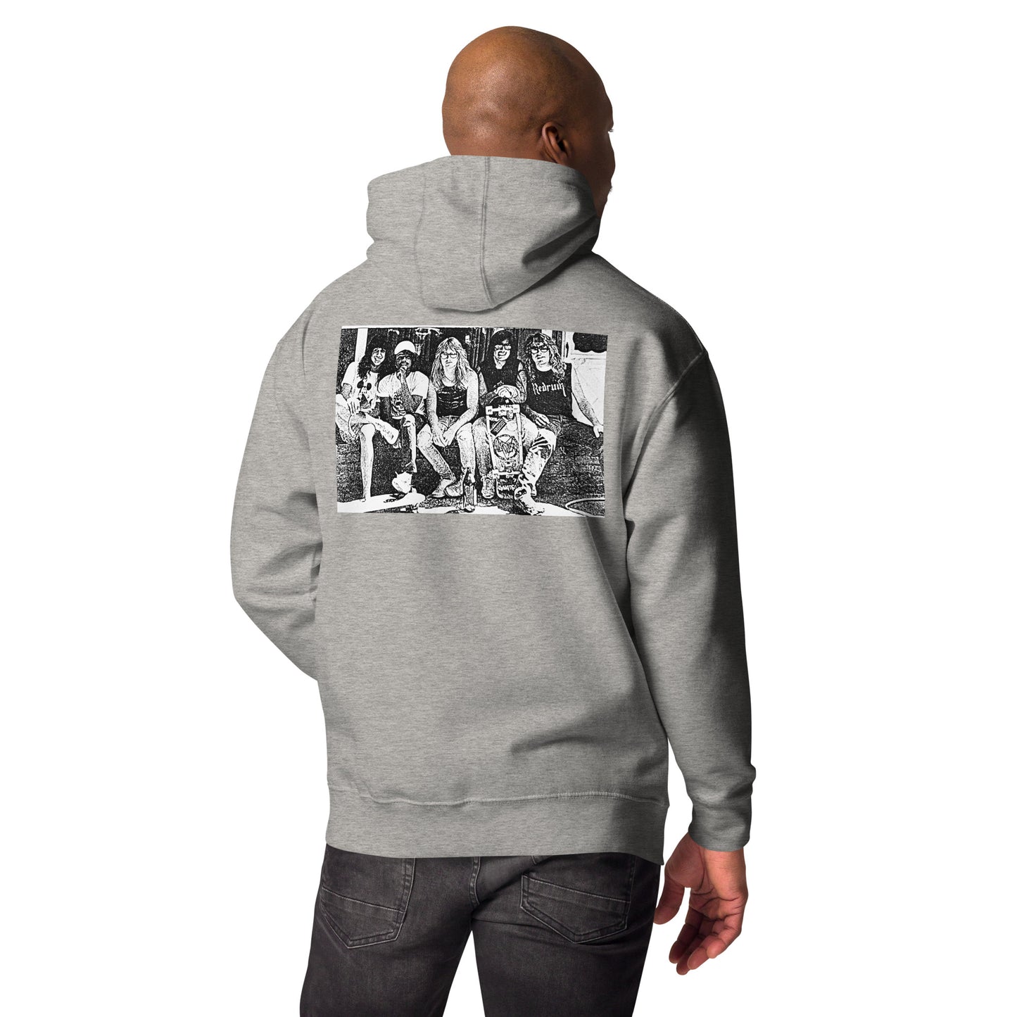 REDRUM logo Hoodie B/W photo on back