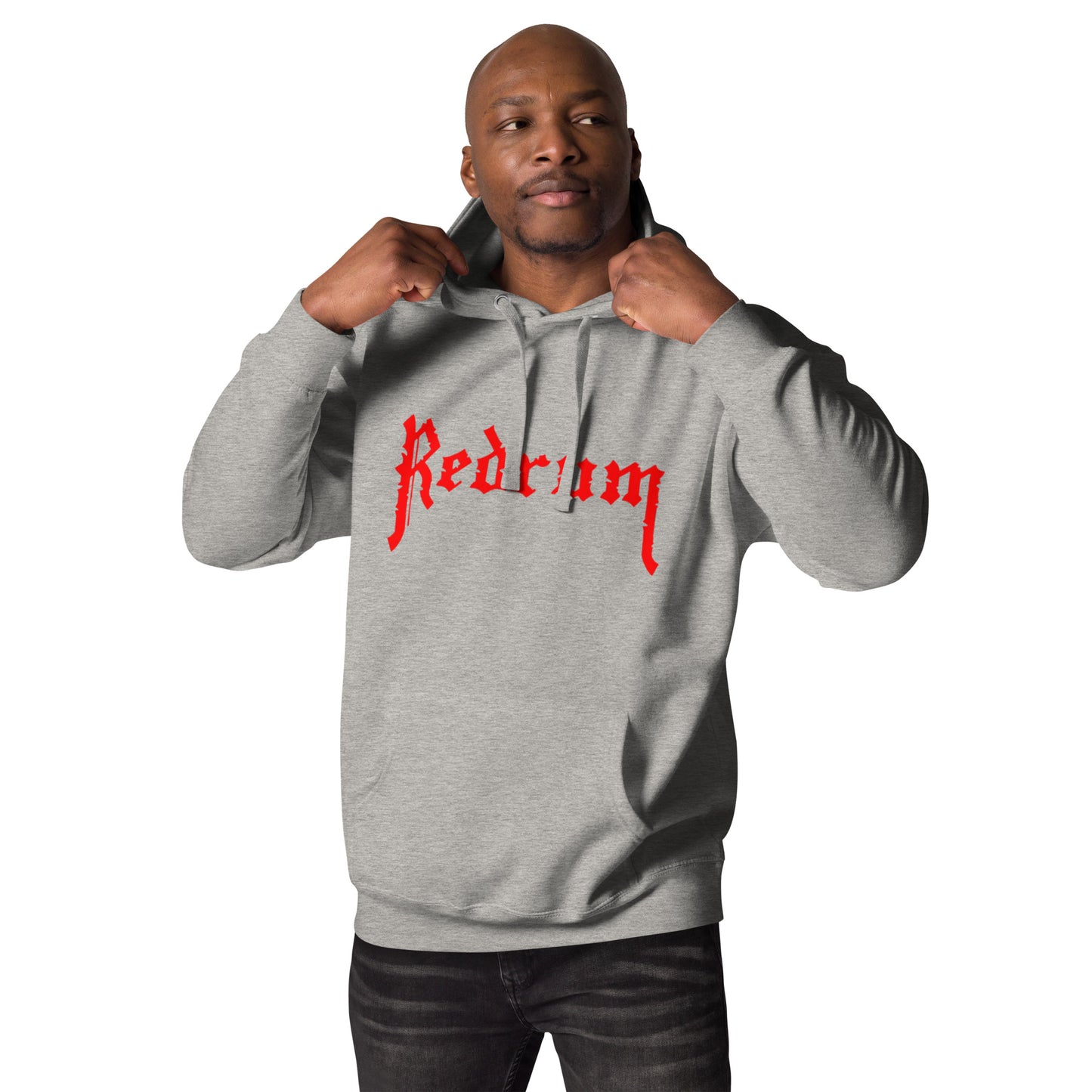 REDRUM logo Hoodie B/W photo on back