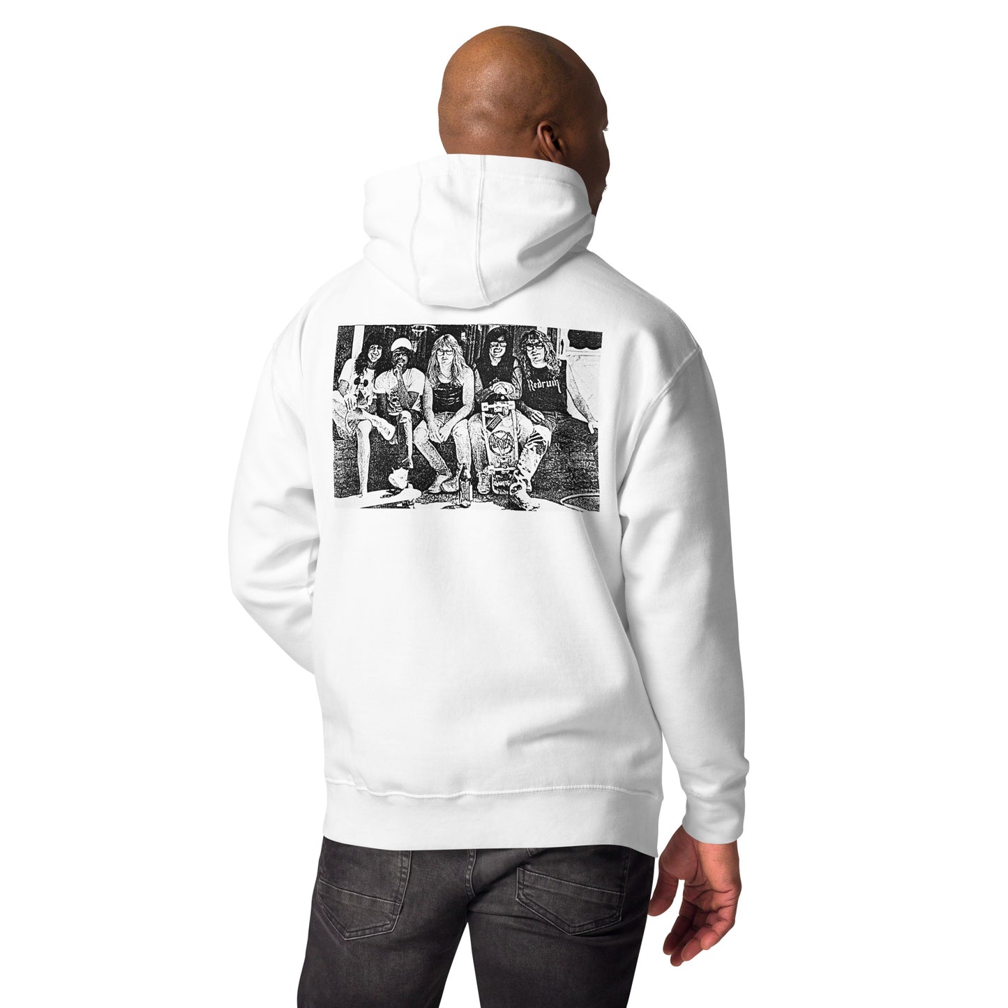 REDRUM logo Hoodie B/W photo on back