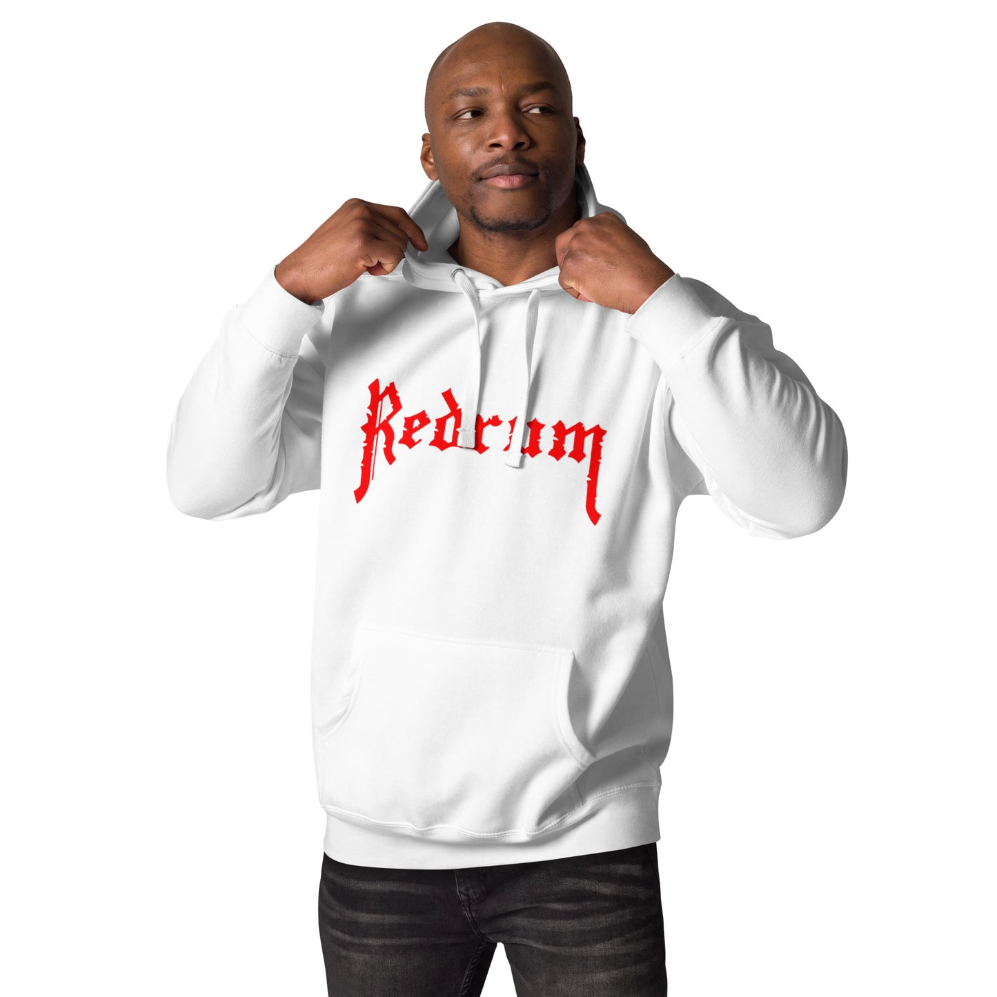 REDRUM logo Hoodie B/W photo on back