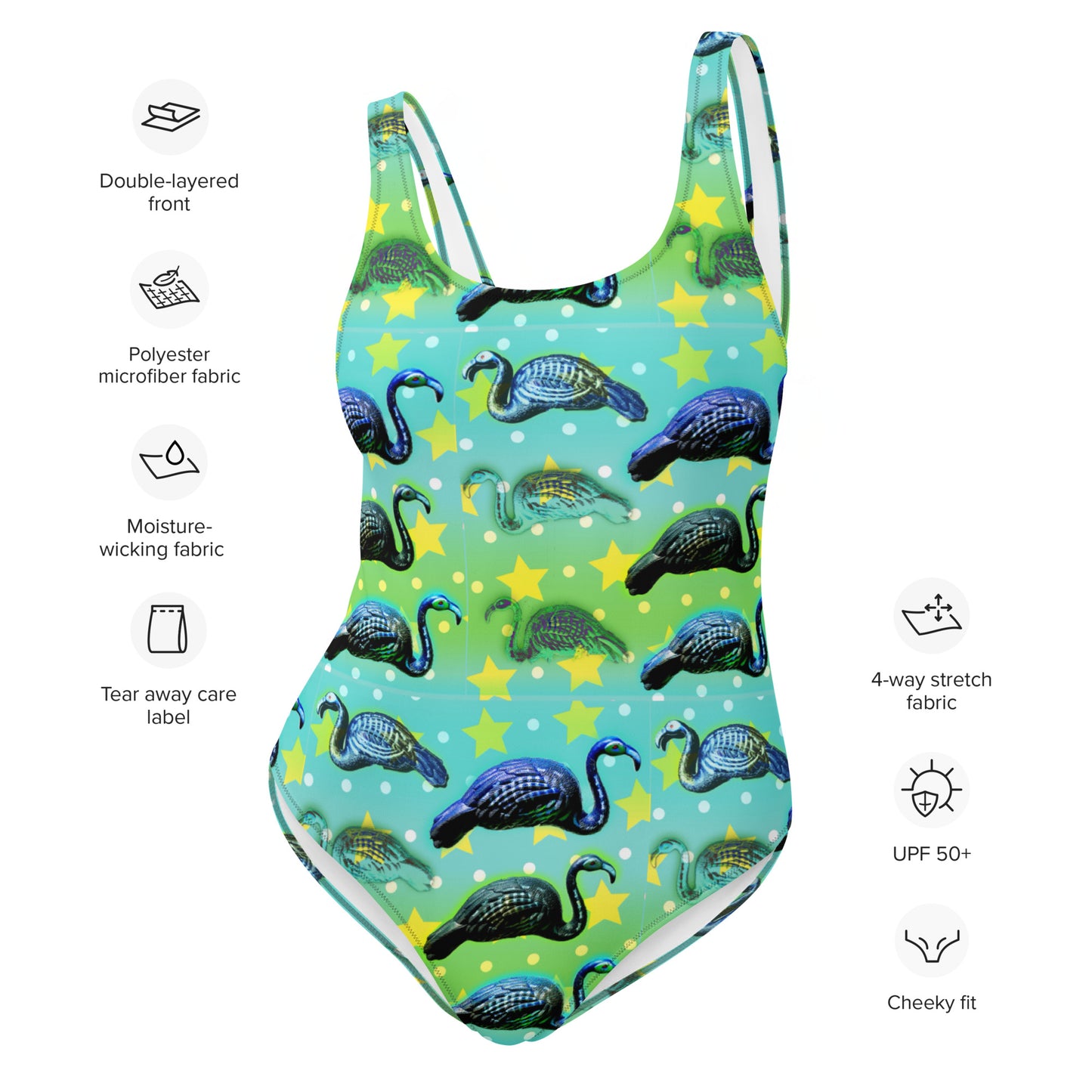 Black Flamingos- One-Piece Swimsuit