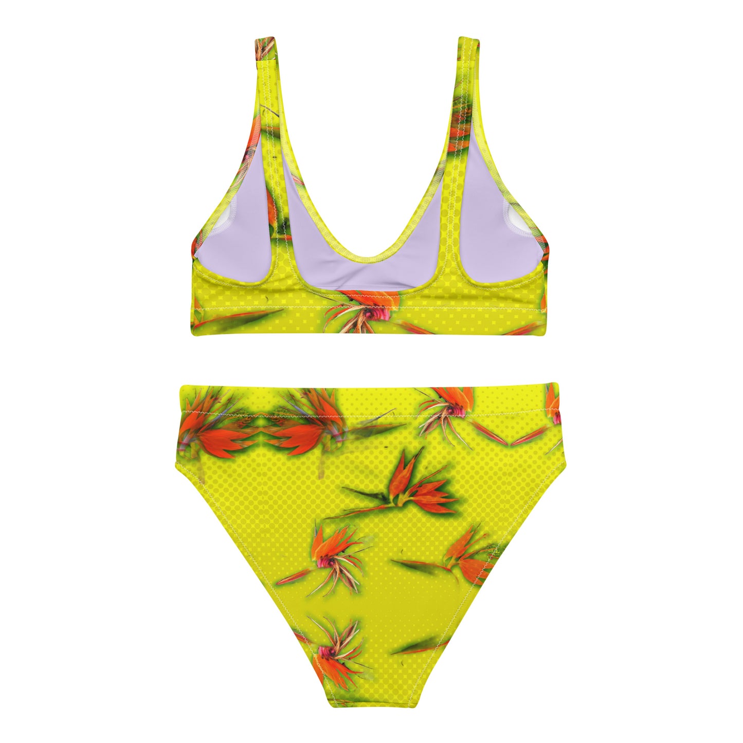 “Paradise Birds” Recycled high-waisted bikini