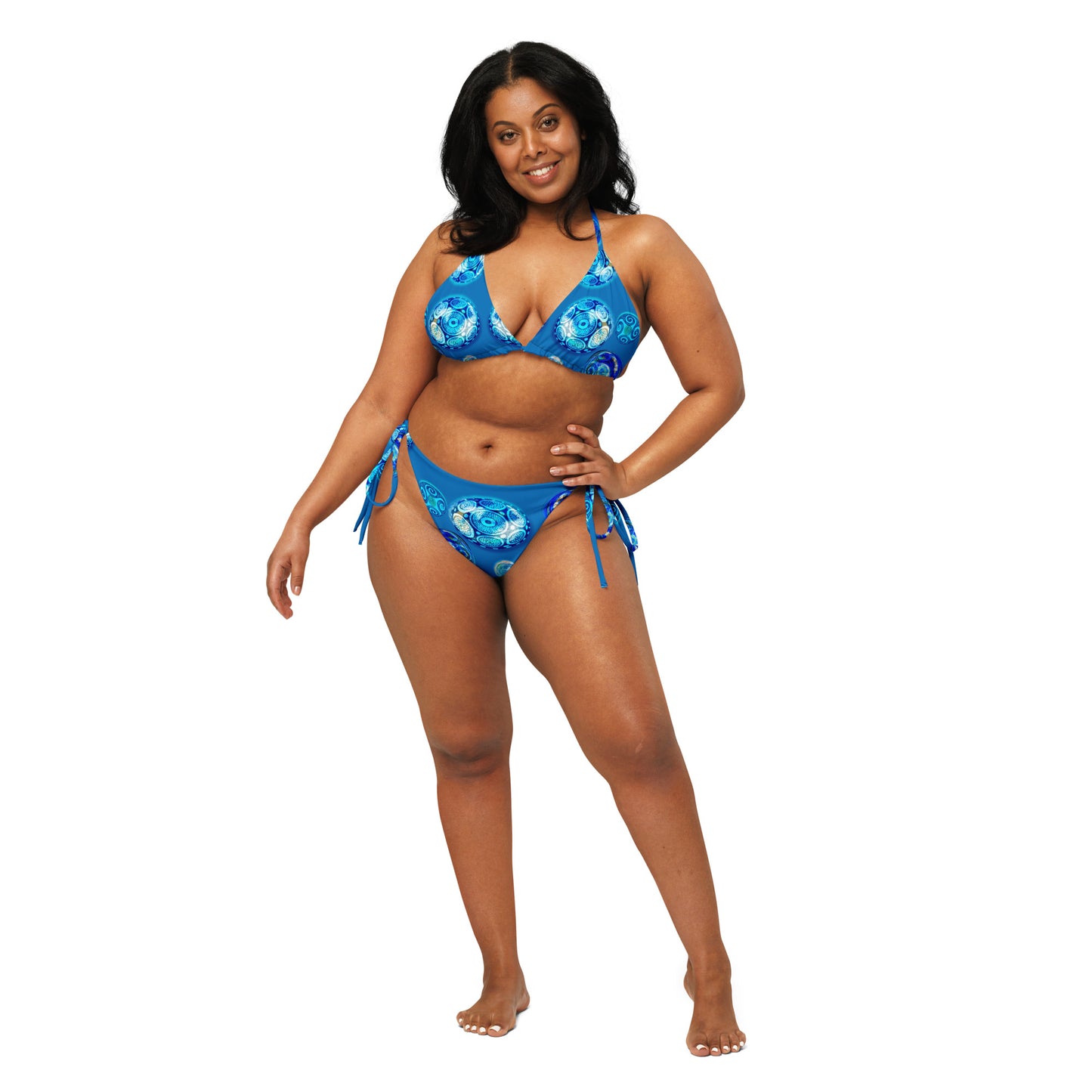 Planets Blue - All-over print recycled string bikini