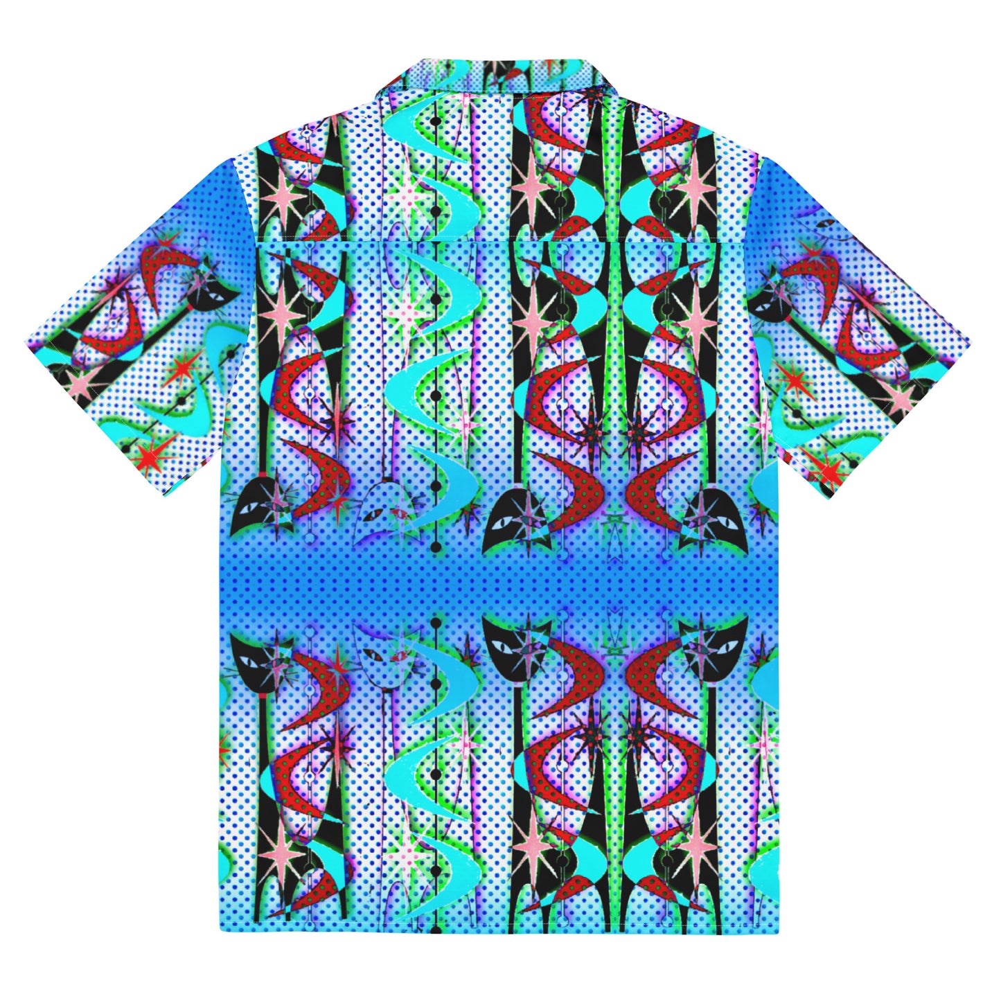 Retro Cat - Unisex polyester button up dress shirt