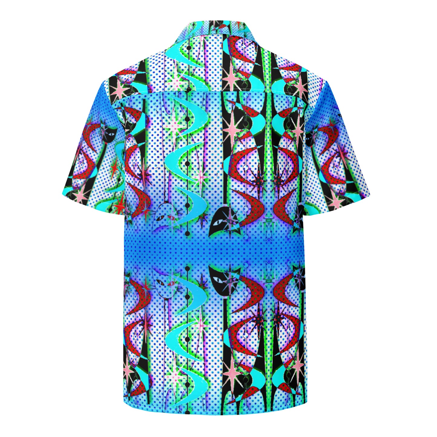 Retro Cat - Unisex polyester button up dress shirt