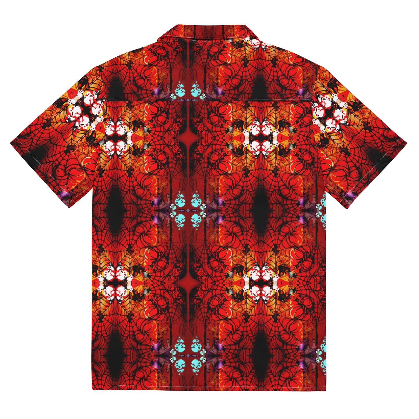 Web of Skulls -  button- up deck and dress lightweight polyester shirt