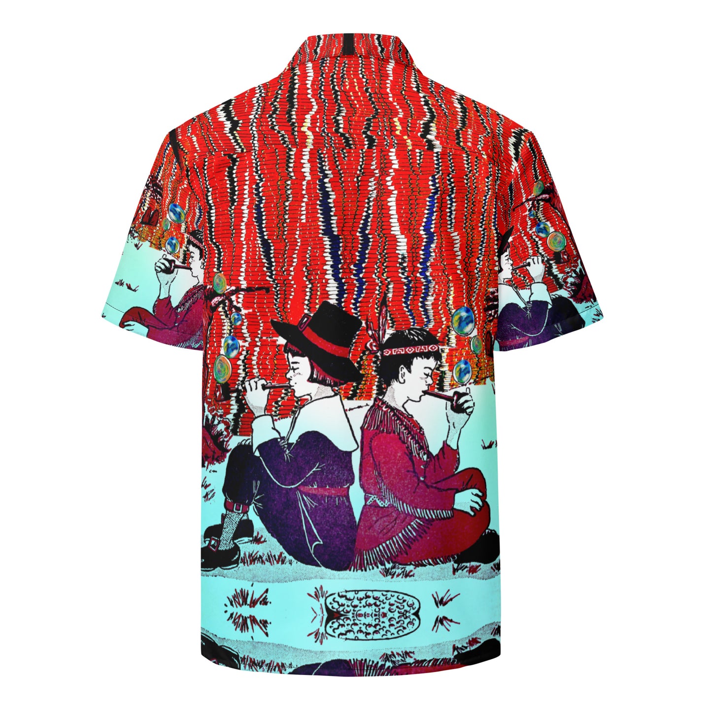 Cowboys and Indians Peace Pipe - button up casual dress shirt