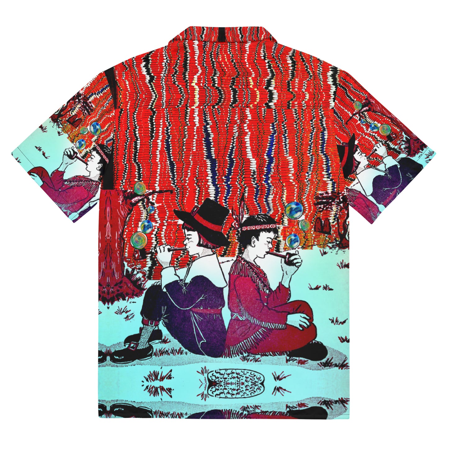 Cowboys and Indians Peace Pipe - button up casual dress shirt