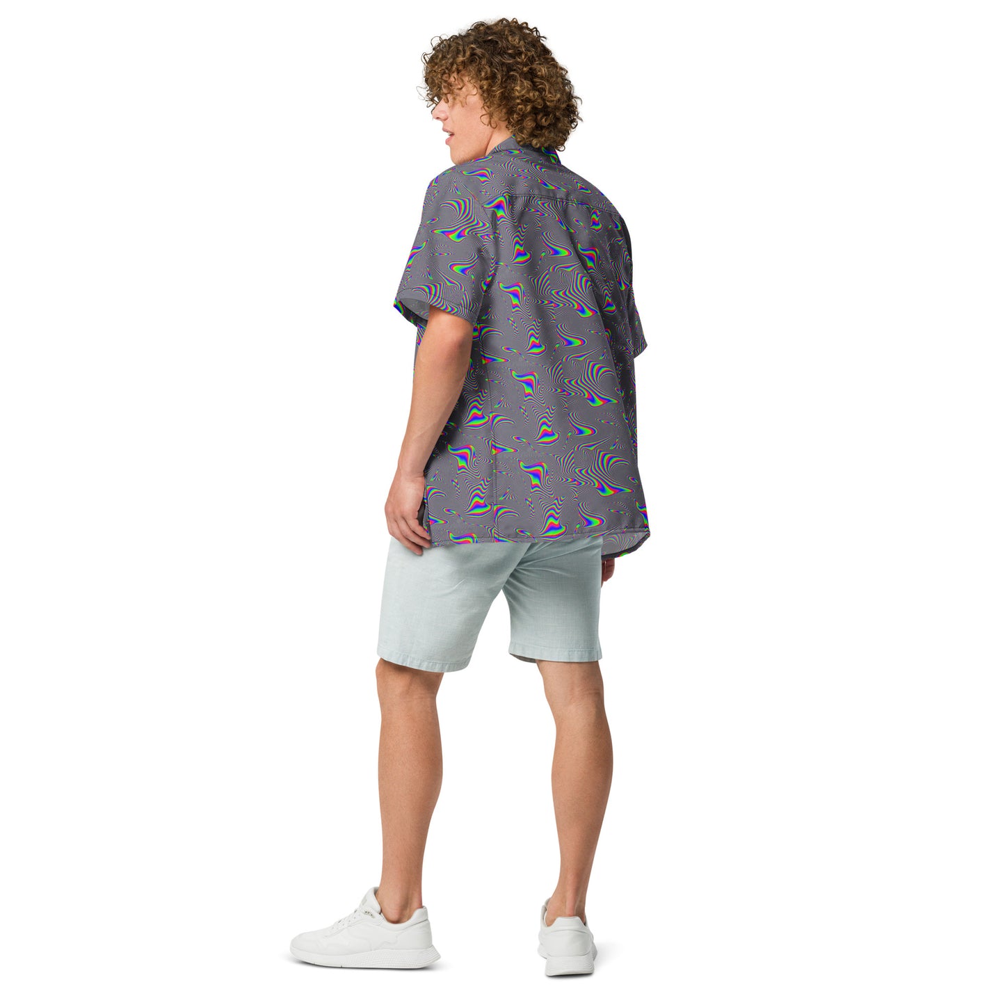 Electric Wave Static Energy - Lightweight Casual Button Up Dress Shirt