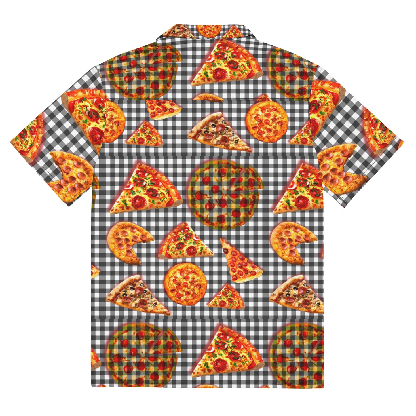 Pizza Pie & Slices Black Table Cloth - Lightweight Button Up Casual Dress Shirt