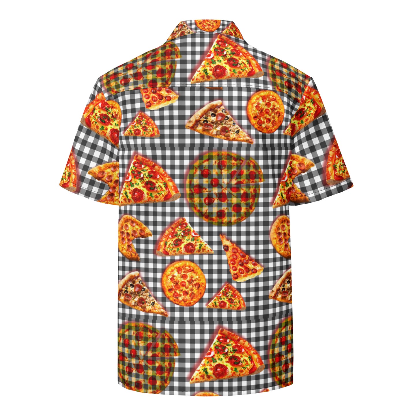 Pizza Pie & Slices Black Table Cloth - Lightweight Button Up Casual Dress Shirt