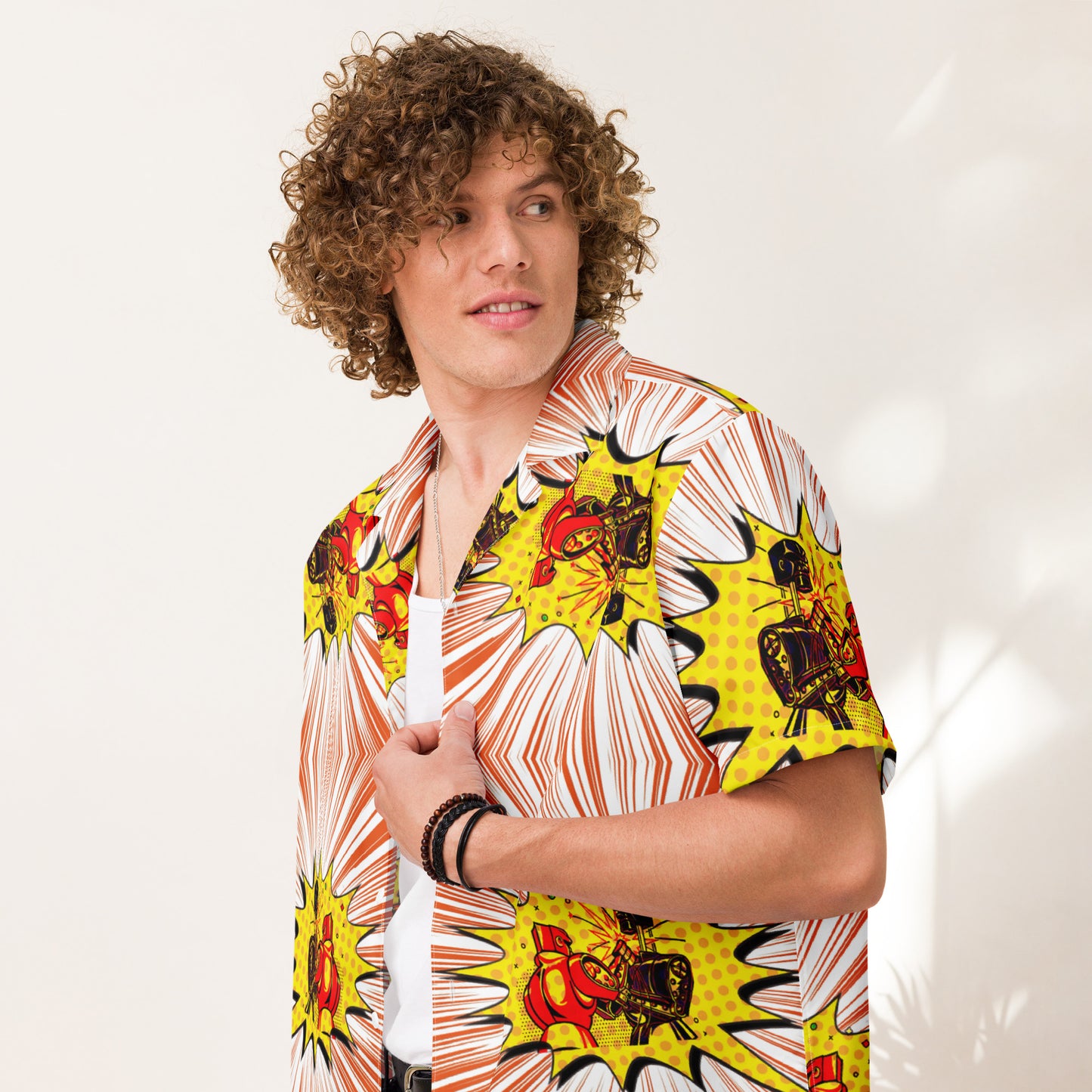 Boxing Robots POW Unisex button shirt