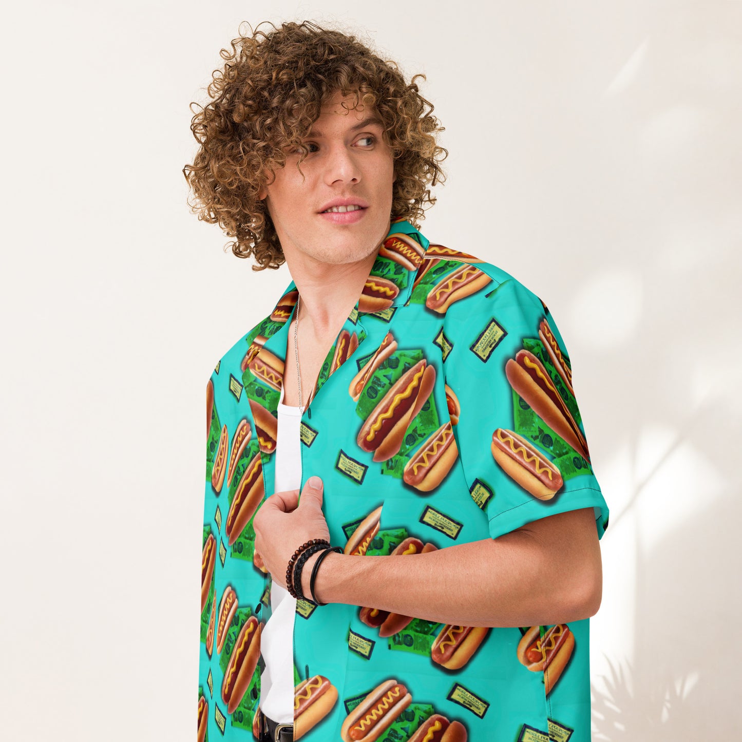 Hot Dogs with Mustard Unisex button shirt