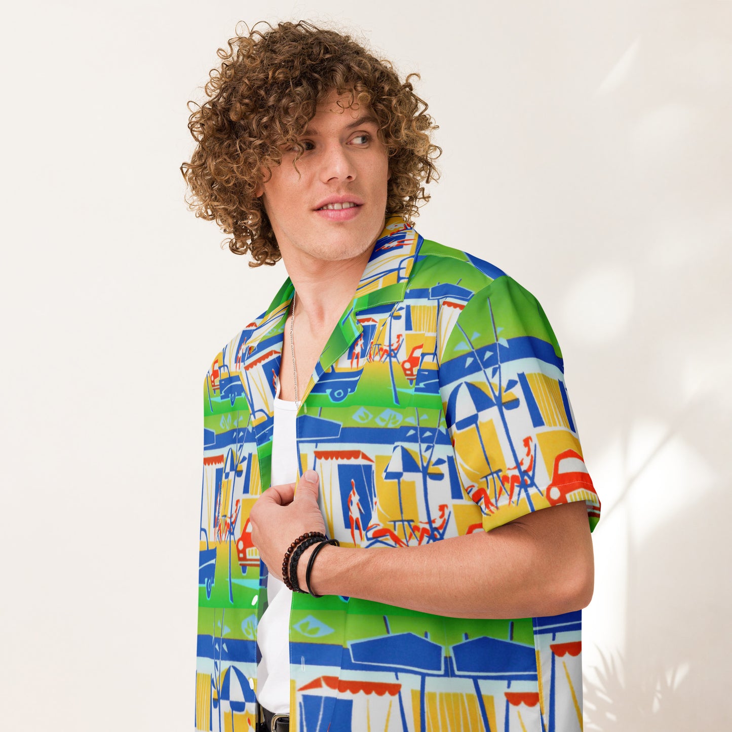 Summer Days - Unisex button shirt retro 50’s deco design