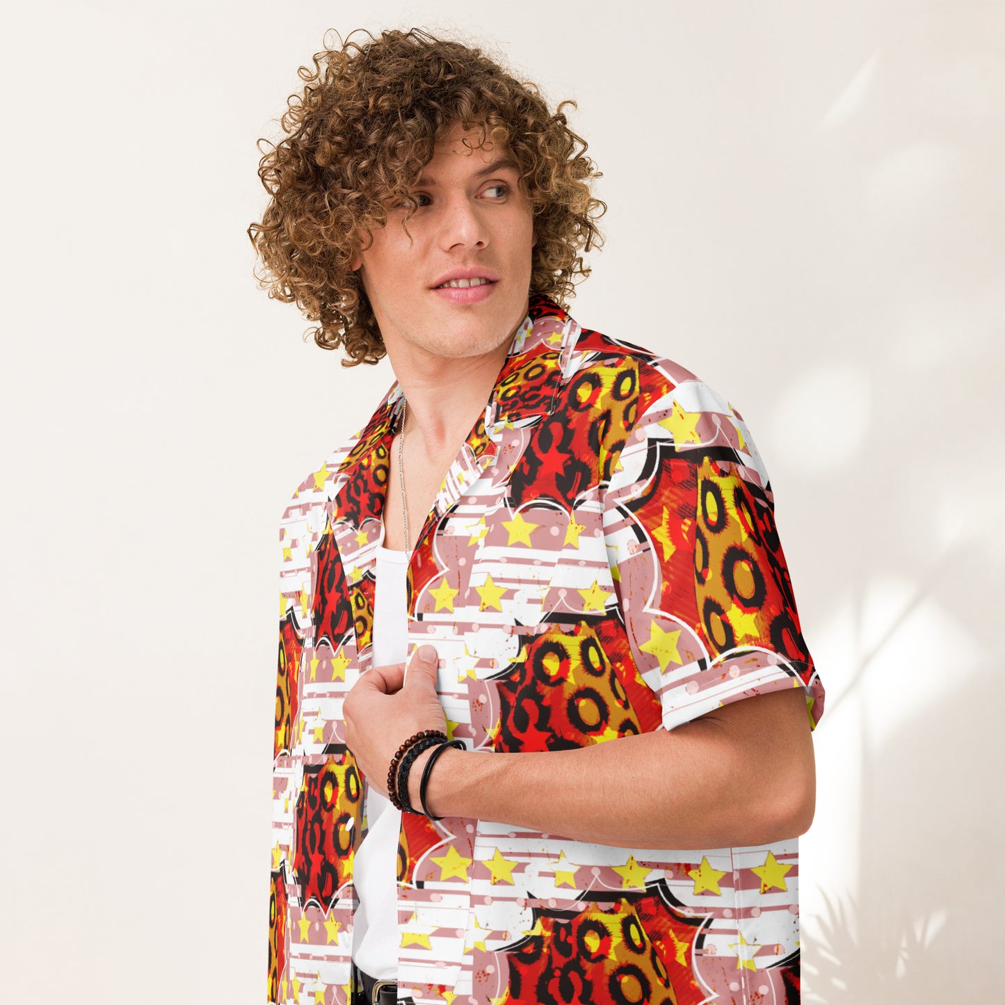 Cheetah Stars - button up lightweight dress shirt