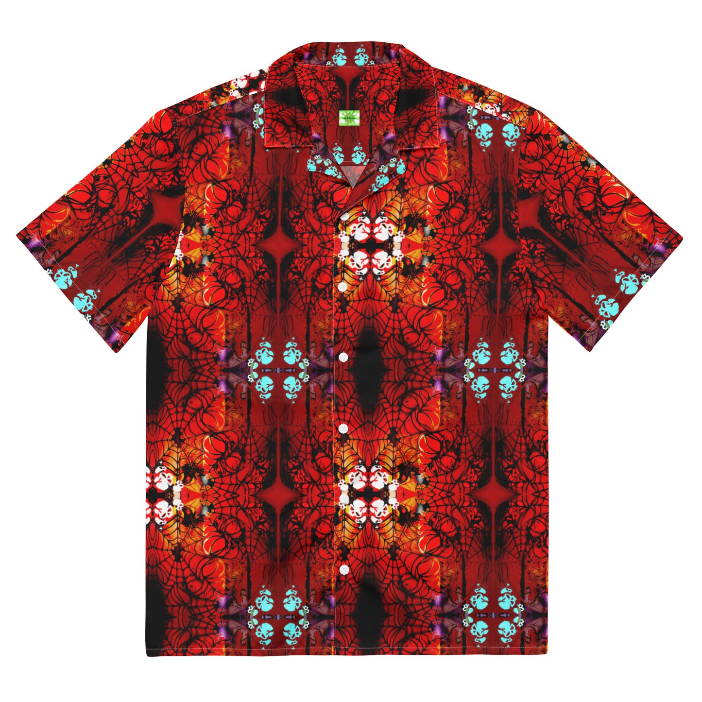 Web of Skulls -  button- up deck and dress lightweight polyester shirt