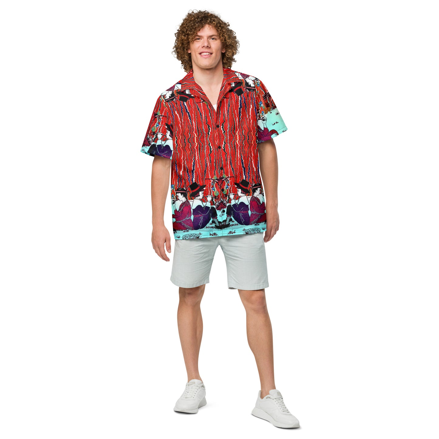 Cowboys and Indians Peace Pipe - button up casual dress shirt