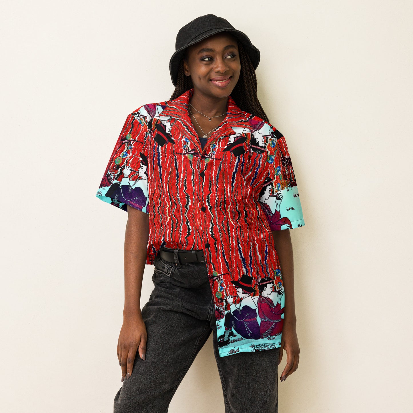 Cowboys and Indians Peace Pipe - button up casual dress shirt