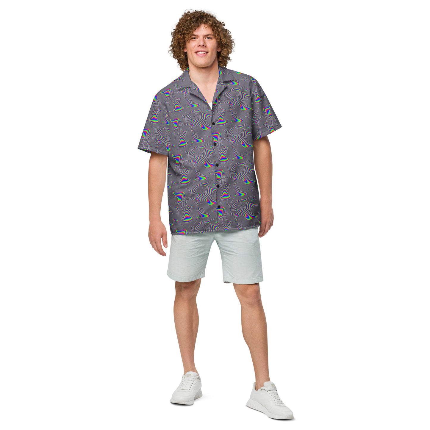 Electric Wave Static Energy - Lightweight Casual Button Up Dress Shirt