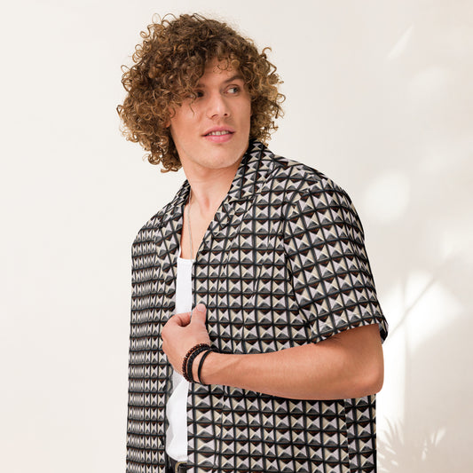 Studded Look - Black Lightweight Casual Button Up Dress Shirt