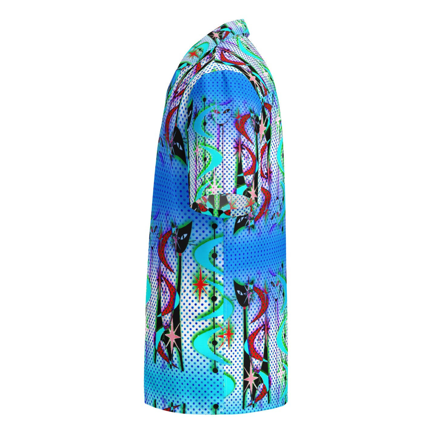 Retro Cat - Unisex polyester button up dress shirt