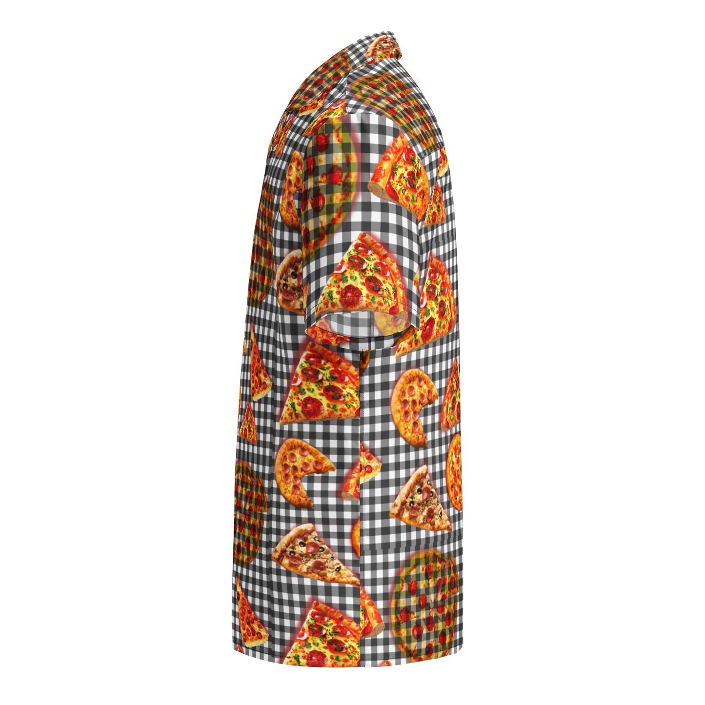 Pizza Pie & Slices Black Table Cloth - Lightweight Button Up Casual Dress Shirt