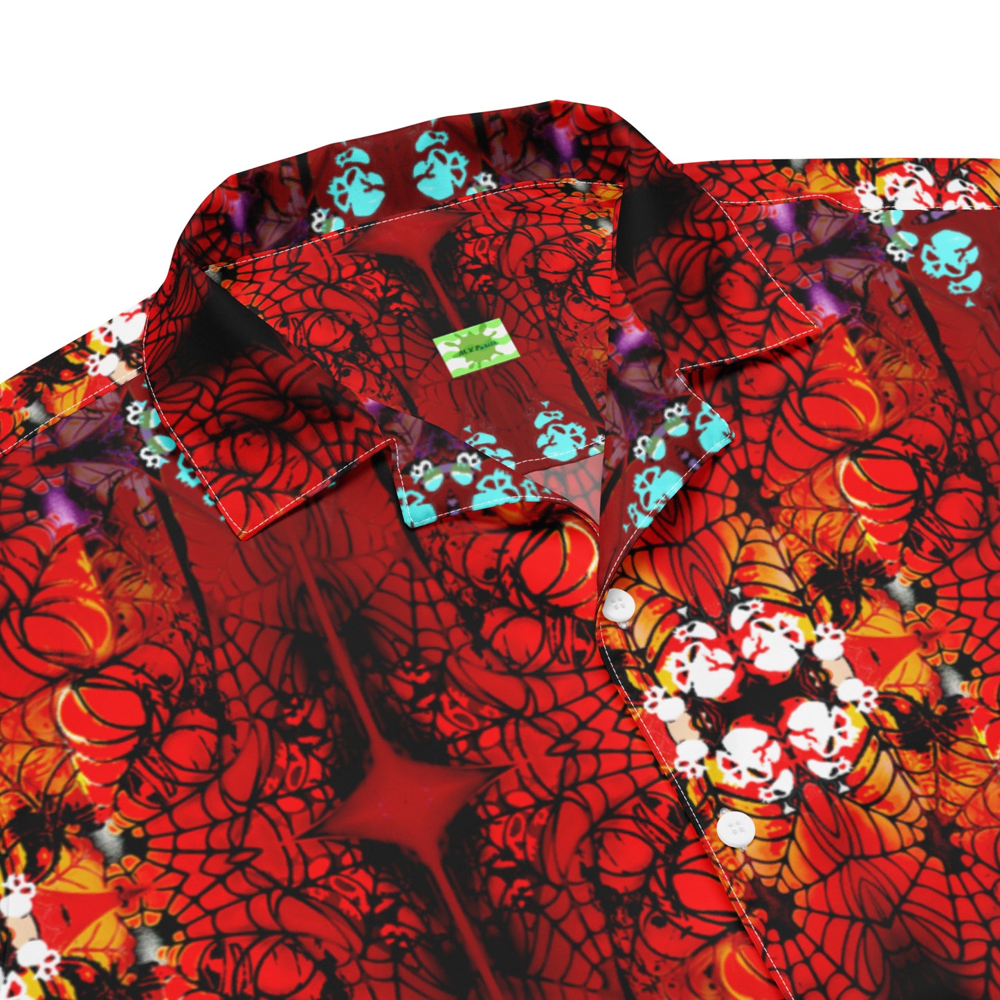 Web of Skulls -  button- up deck and dress lightweight polyester shirt