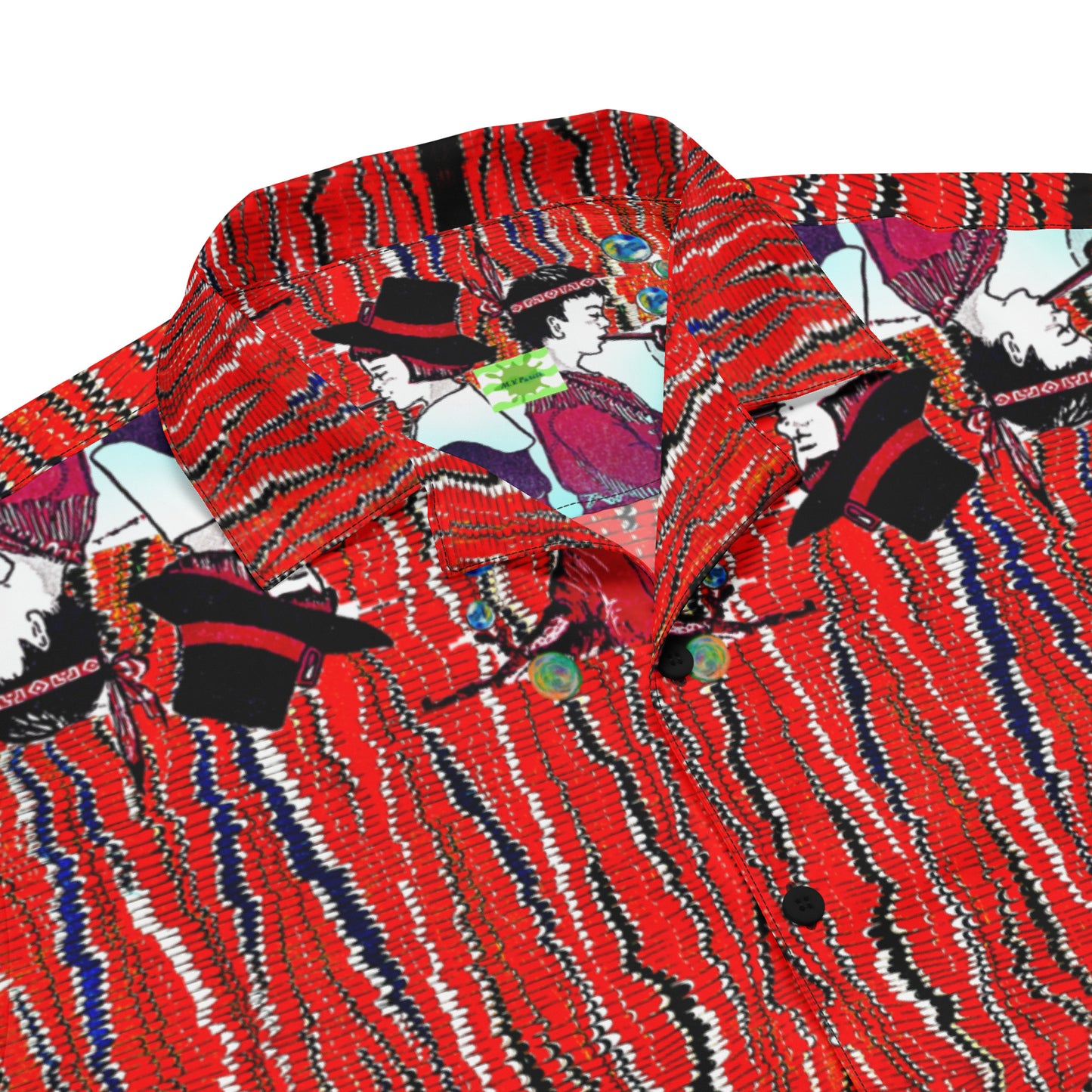 Cowboys and Indians Peace Pipe - button up casual dress shirt