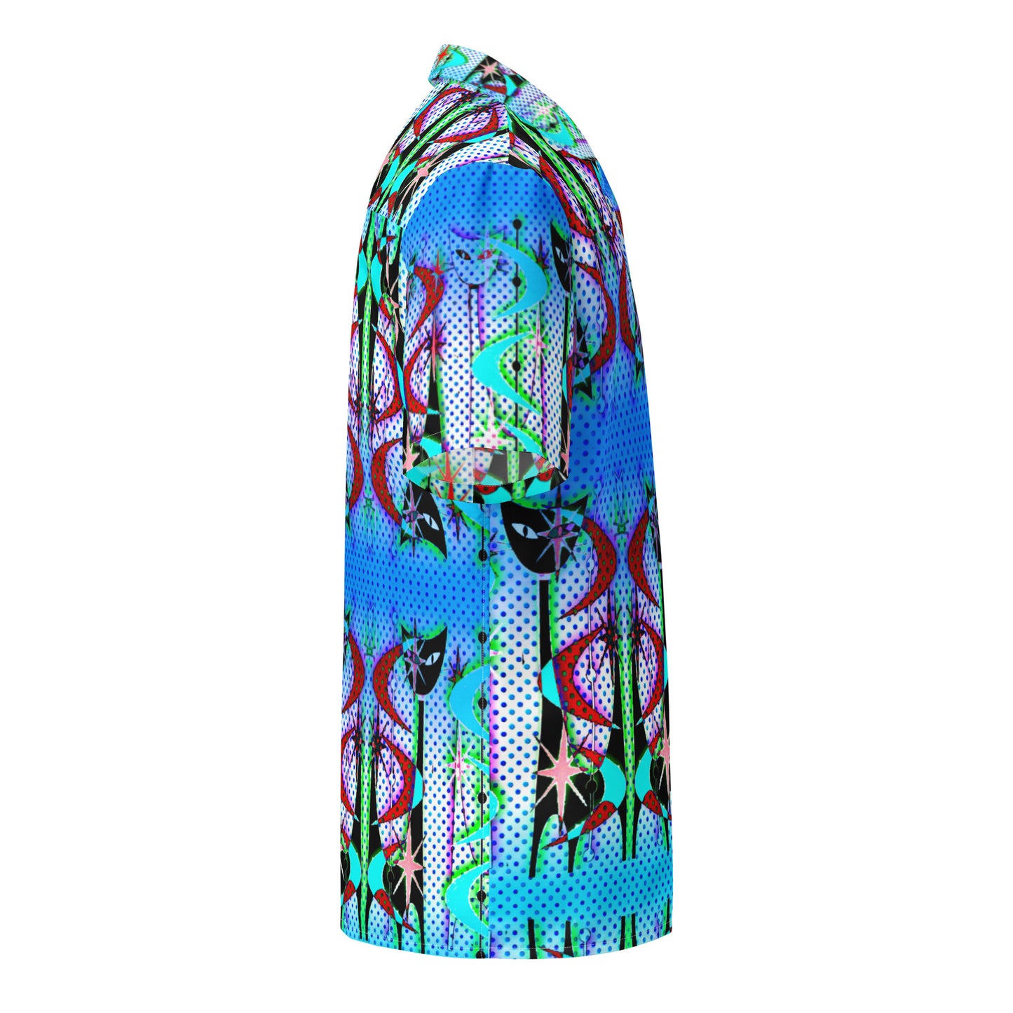 Retro Cat - Unisex polyester button up dress shirt